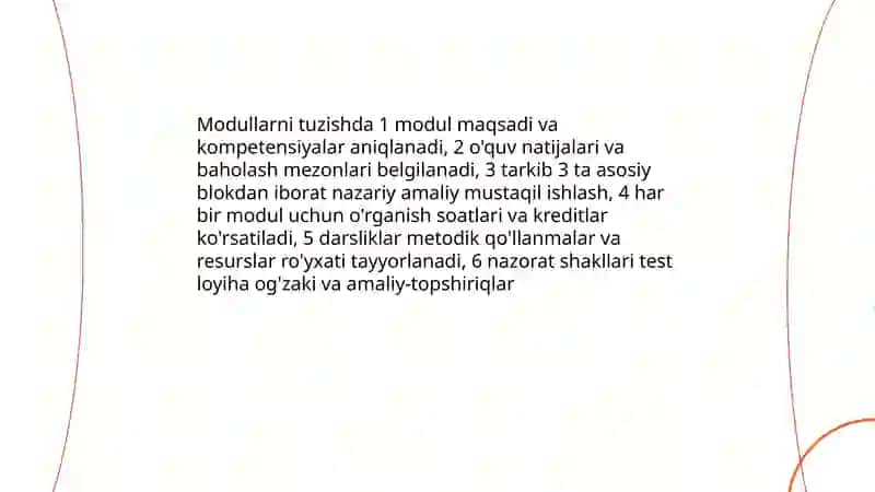 Modulli ta'limni tashkil etish 4