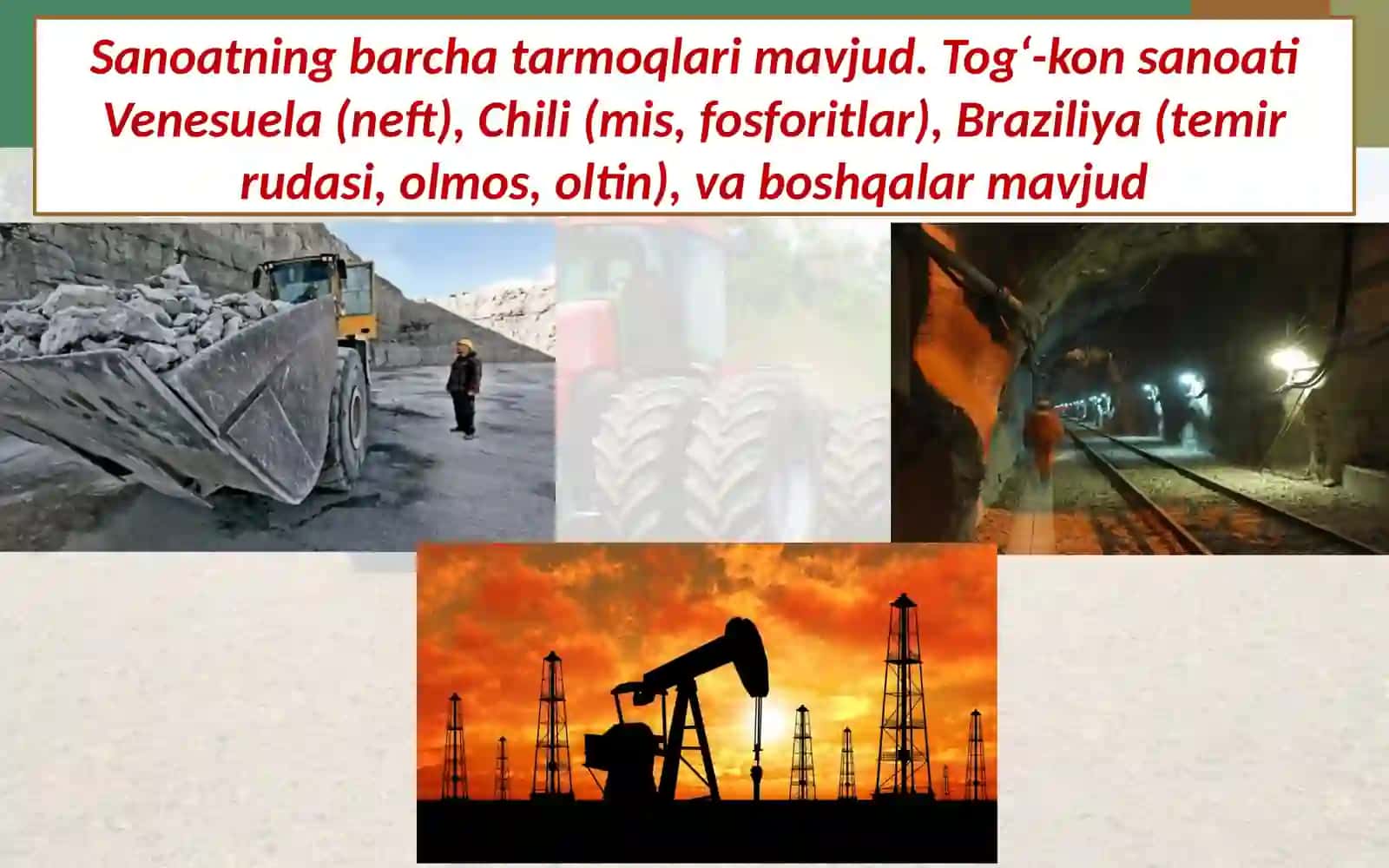 Janubiy Amerika, Karib dengizi va Atlantika okeani havzasi mamlakatlarining xo‘jaligi, transporti, tashqi iqtisodiy aloqalari 4