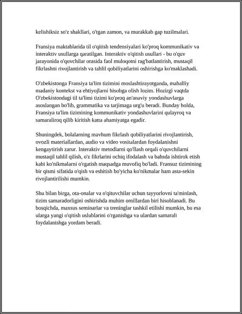FRANSIYA RESPUBLIKASINING BOSHLANĜICH TA'LIMDAGI TIL OʻRGATISH TENDENSIYASINI OʻZLASHTRISH 4
