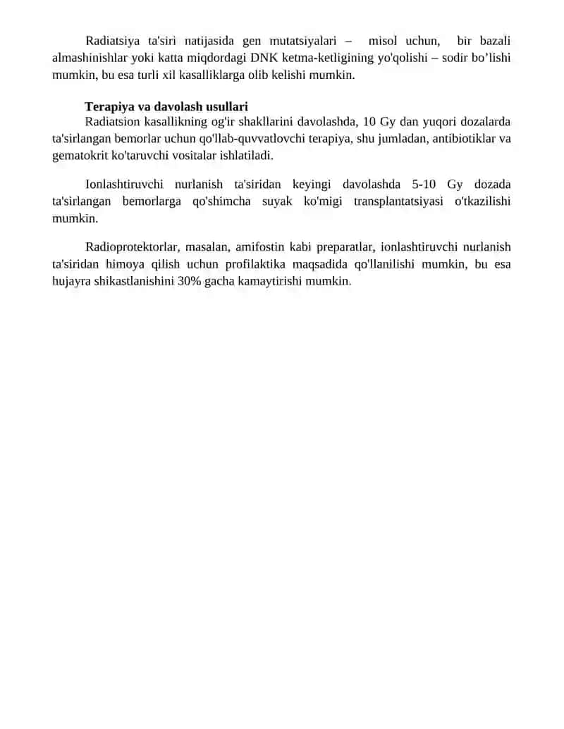 Ionlashtiruvchi nurlar biologik efekti 4