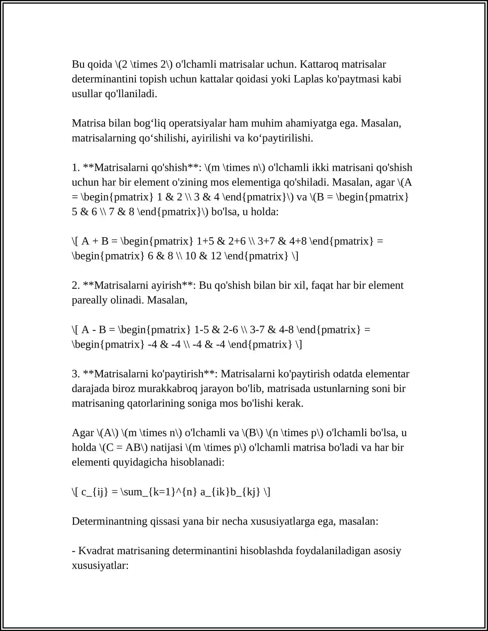CHIZIQLI TENGLAMALAR SISTEMASINI MATRITSAVIY USULDA YECHISH 4