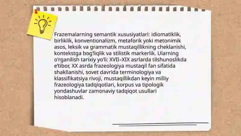 Frazemalar xususiyati ularning oʻrganilish tarixi 4
