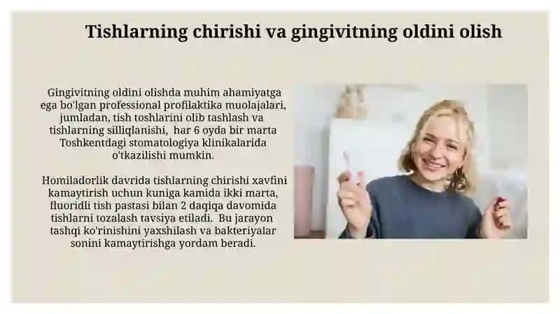 Homilador ayollarda stomatologik kasallilar prafilaktikasi 4