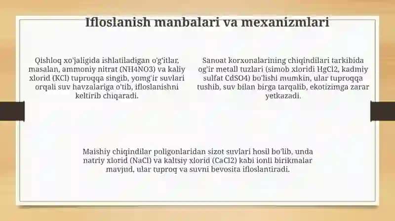 Tuproq va Suv Ifloslanishida Ion Bog'lanishli Birikmalar 4