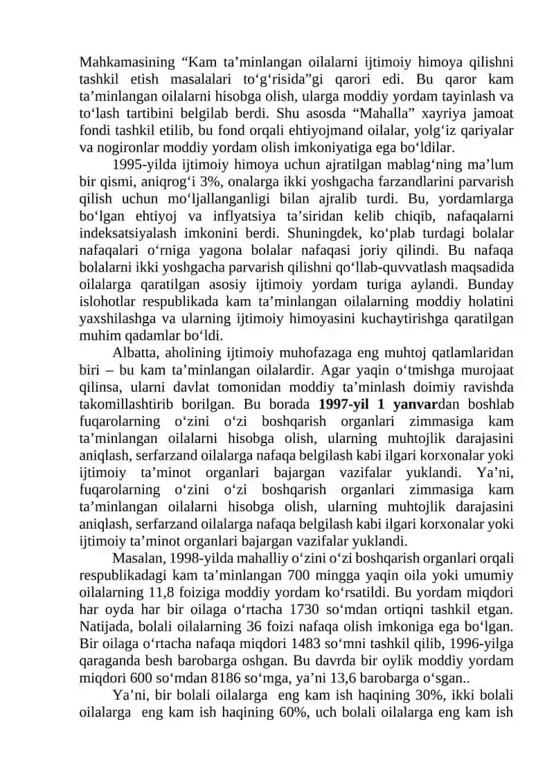 O‘ZBEKISTON RESPUBLIKASIDA IJTIMOIY SOHADAGI ISLOHOTLAR 4