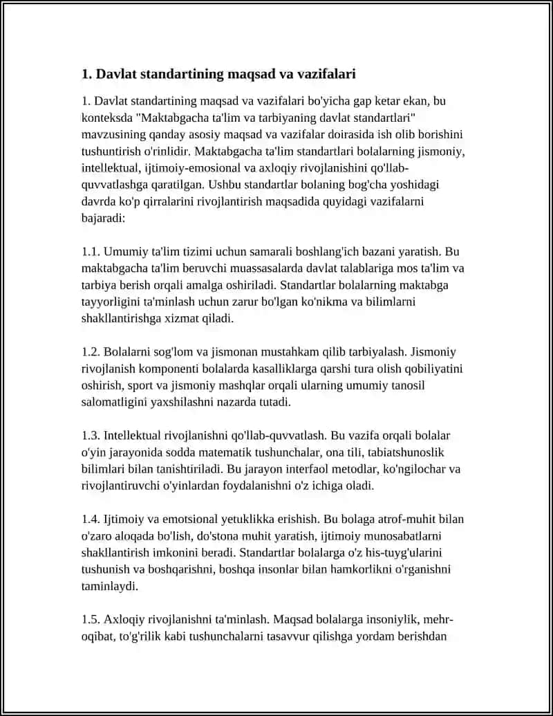 MAKTABGACHA TAʼLIM VA TARBIYANING DAVLAT STANDARTLARI 4