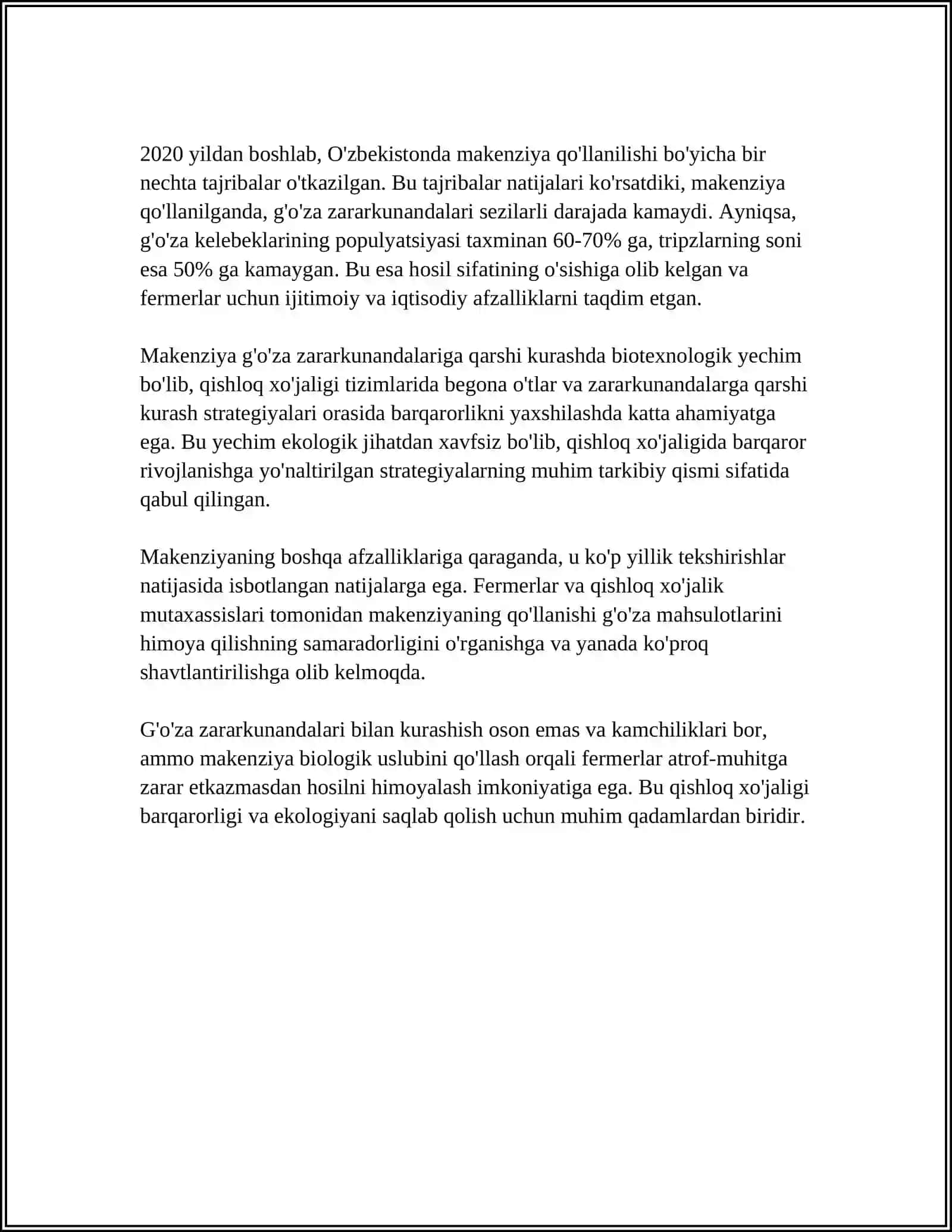 MAKENZIYANI G'O'ZA ZARARKUNANDALARIGA QARSHI QO'LLASH 4
