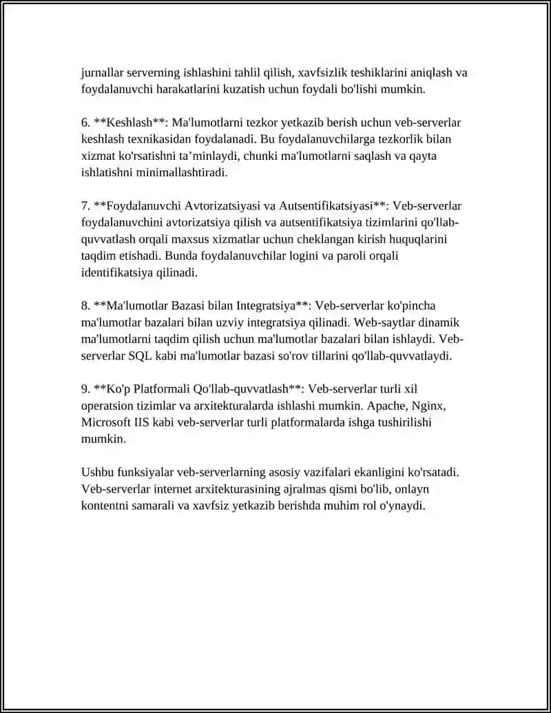 WEB SERVER VA UNING FUNKSIYALARI 4