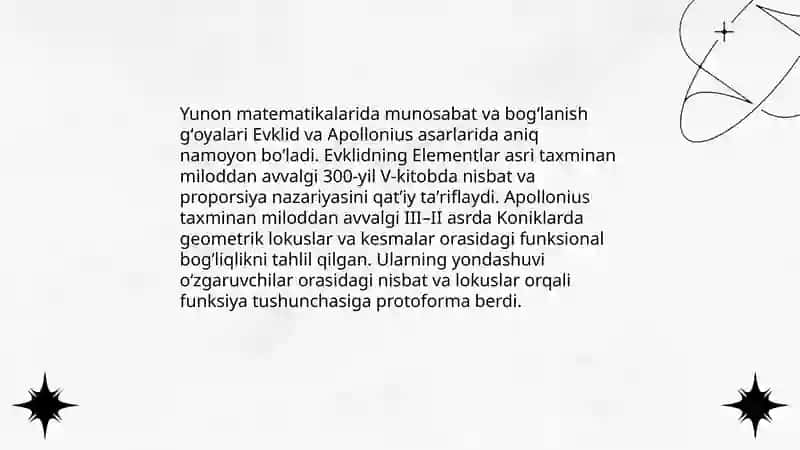 Funksiya tushunchasini paydo boʻlishi va rivojlanish tarixi 4