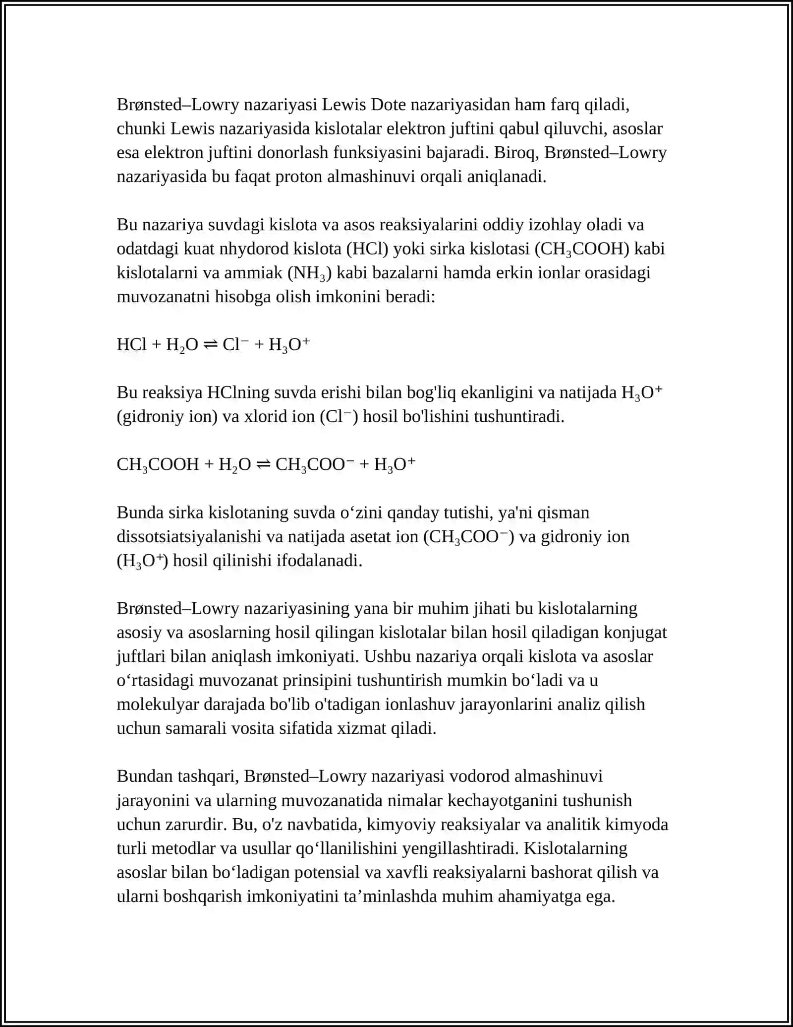 BRENSET LOURI KISLOTA VA ASOSLAR. ODDIY EFIRLAR 4