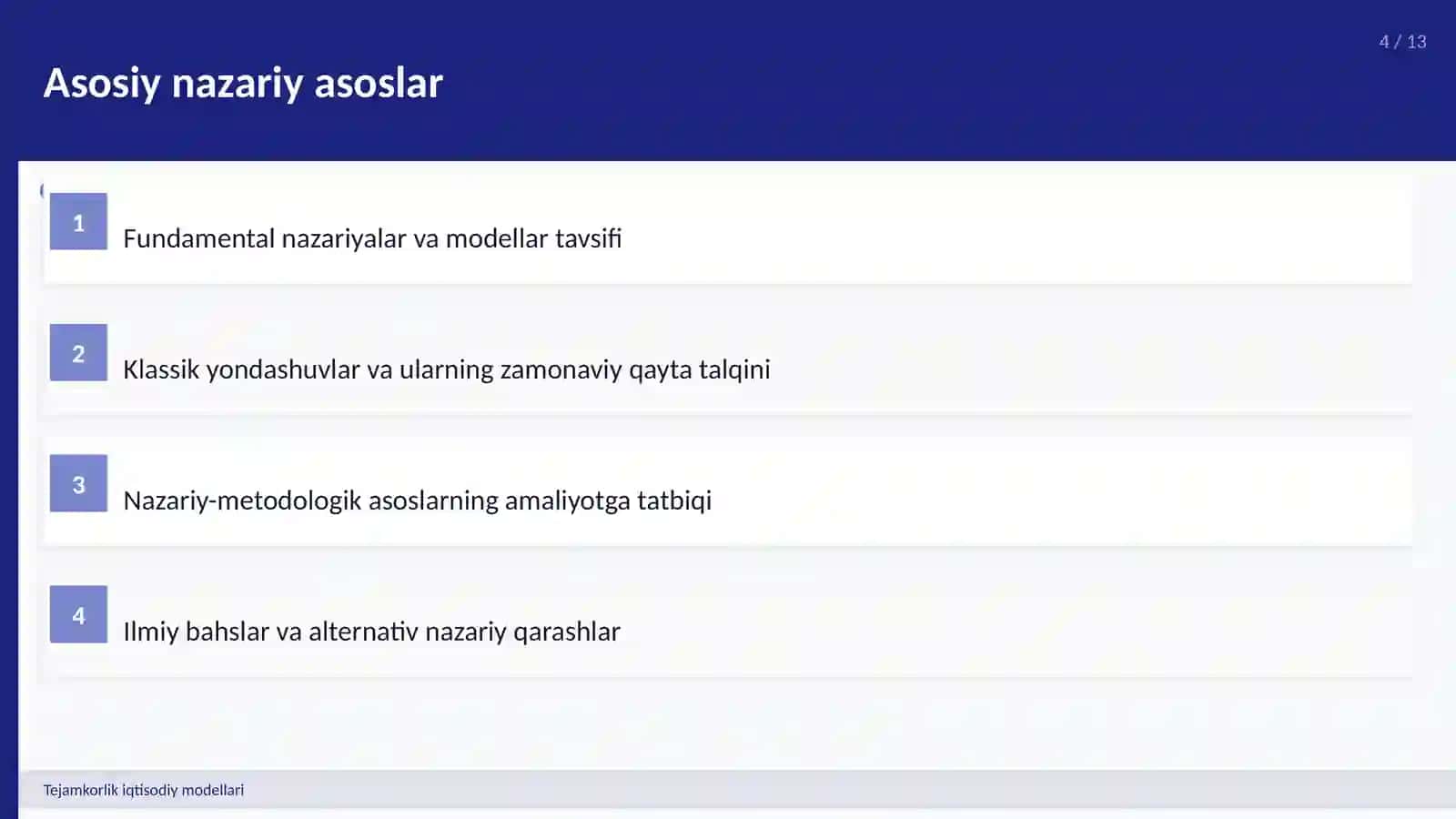 Tejamkorlik iqtisodiy modellari 4