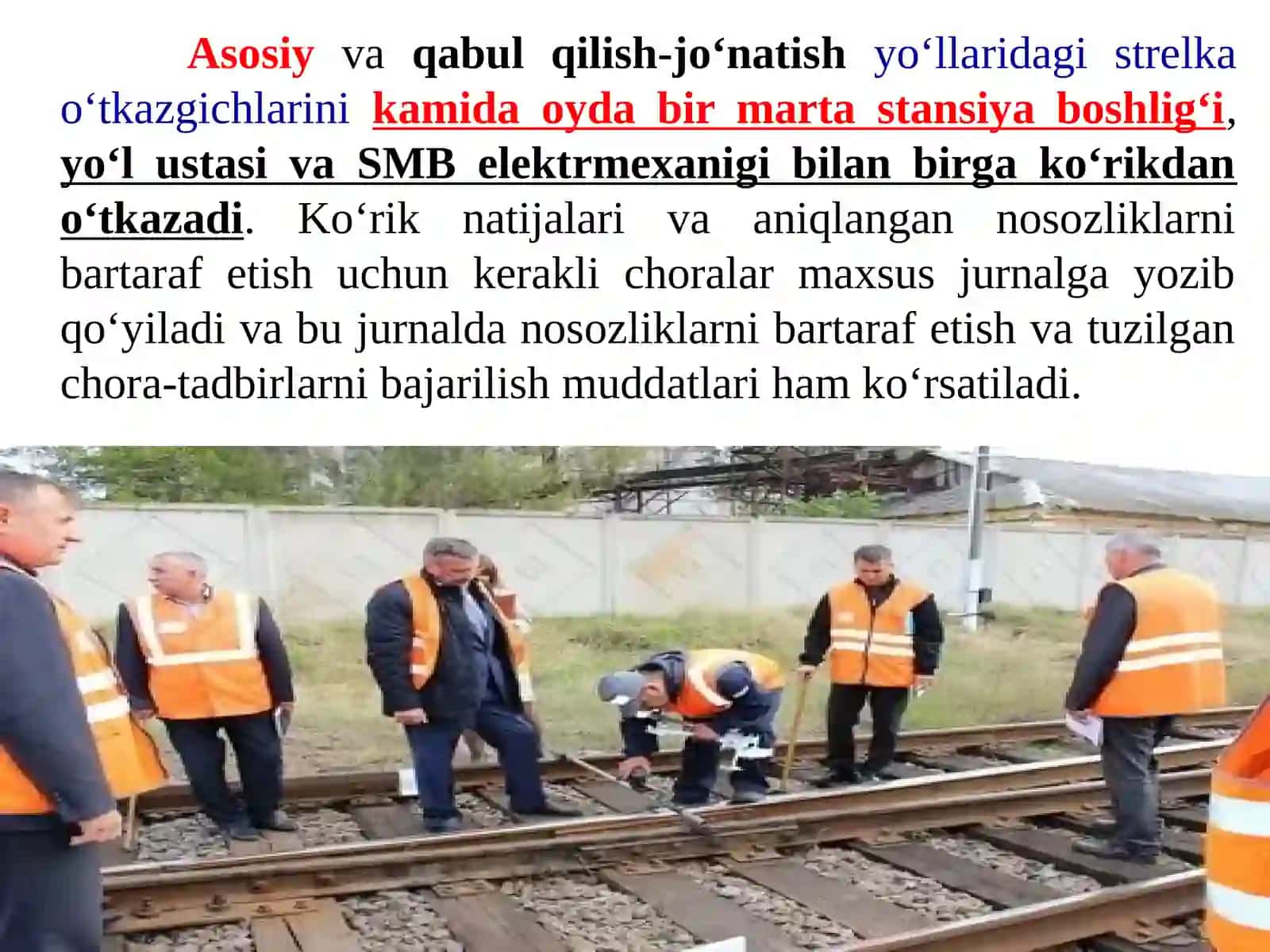 19-MA’RUZA TEMIRYO‘LINSHOOTVAQURILMALARINIKO‘RIKDANO‘TKAZISHVAULARNITA’MIRLASH 4
