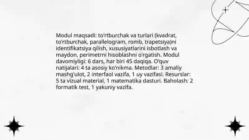 Törtburchak va uning turlari mavzusini öqitish metodikasi 4