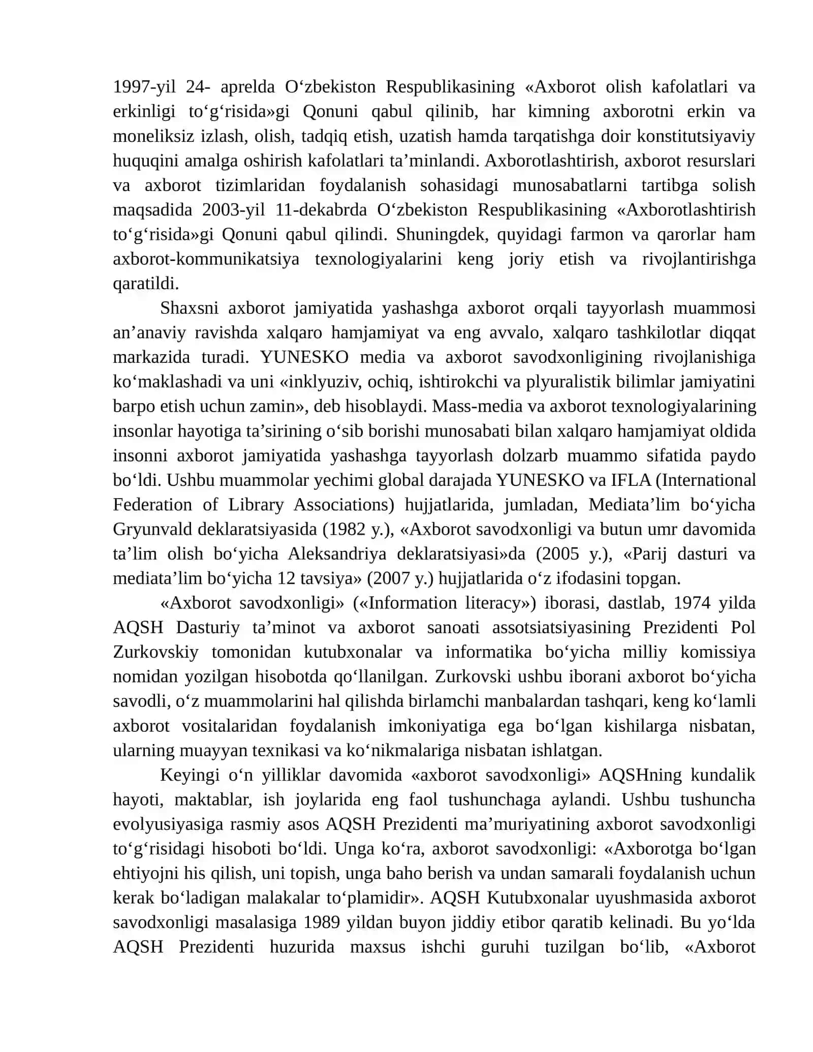 Axborotning jamiyat rivojidagi o‘rni va ahamiyati 4