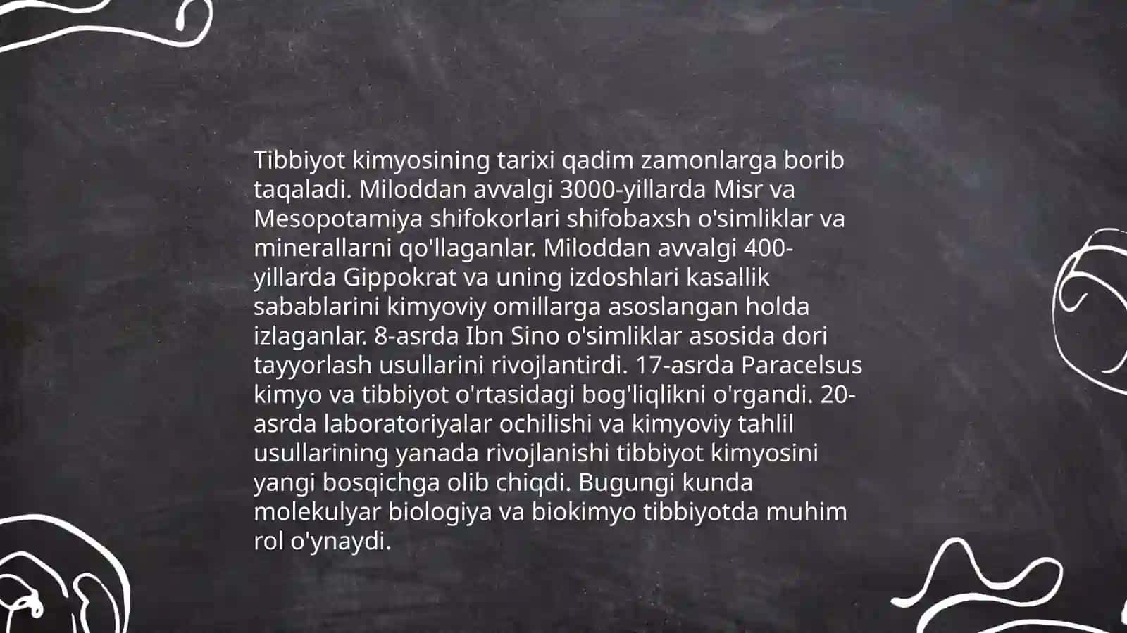 Tibbiyot kimyosining asosiy maqsadi 4