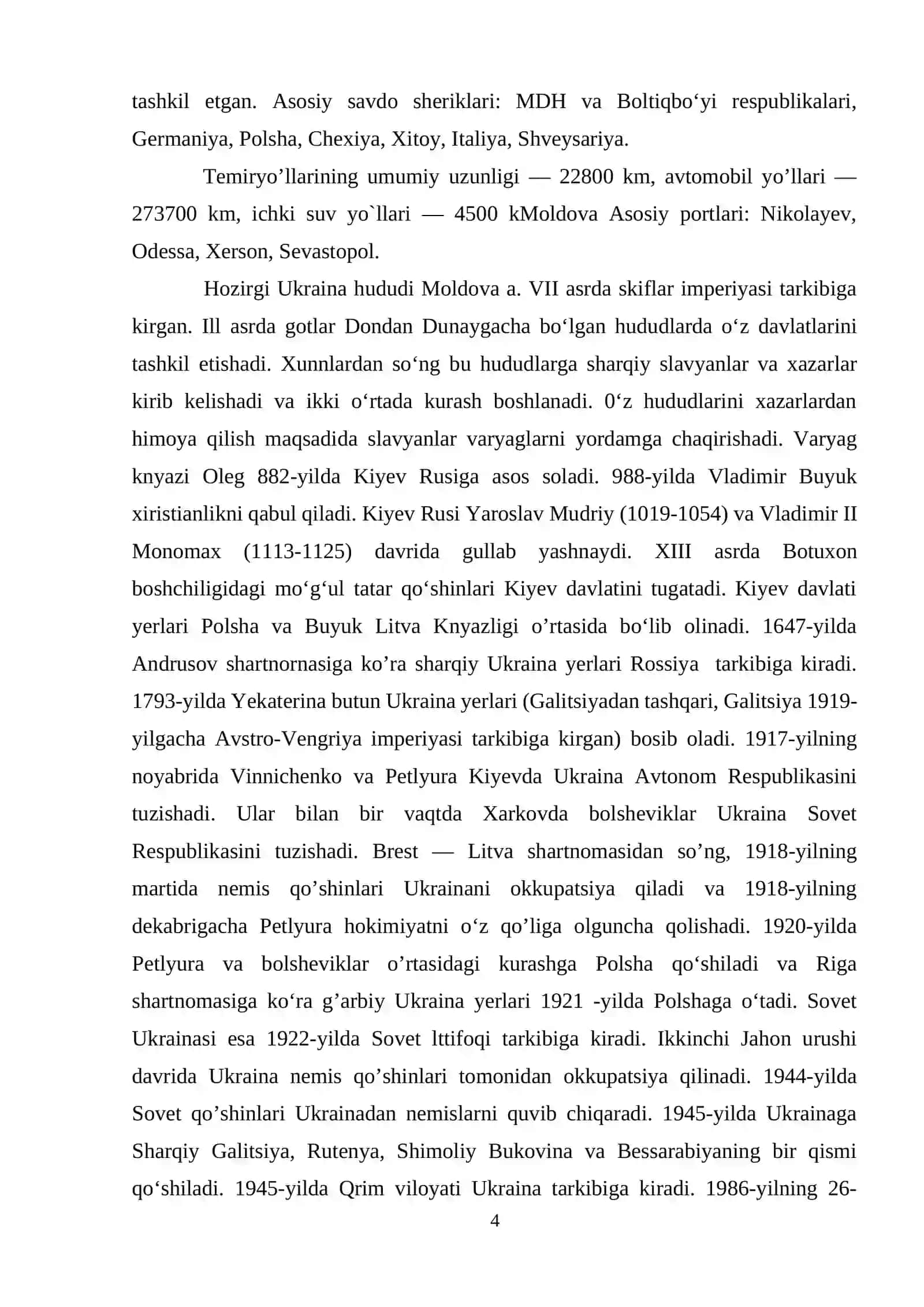 Ukraina, Belorusiya va Moldava davlatlariga qiyosiy iqtisodiy-geografik tavsifi 4
