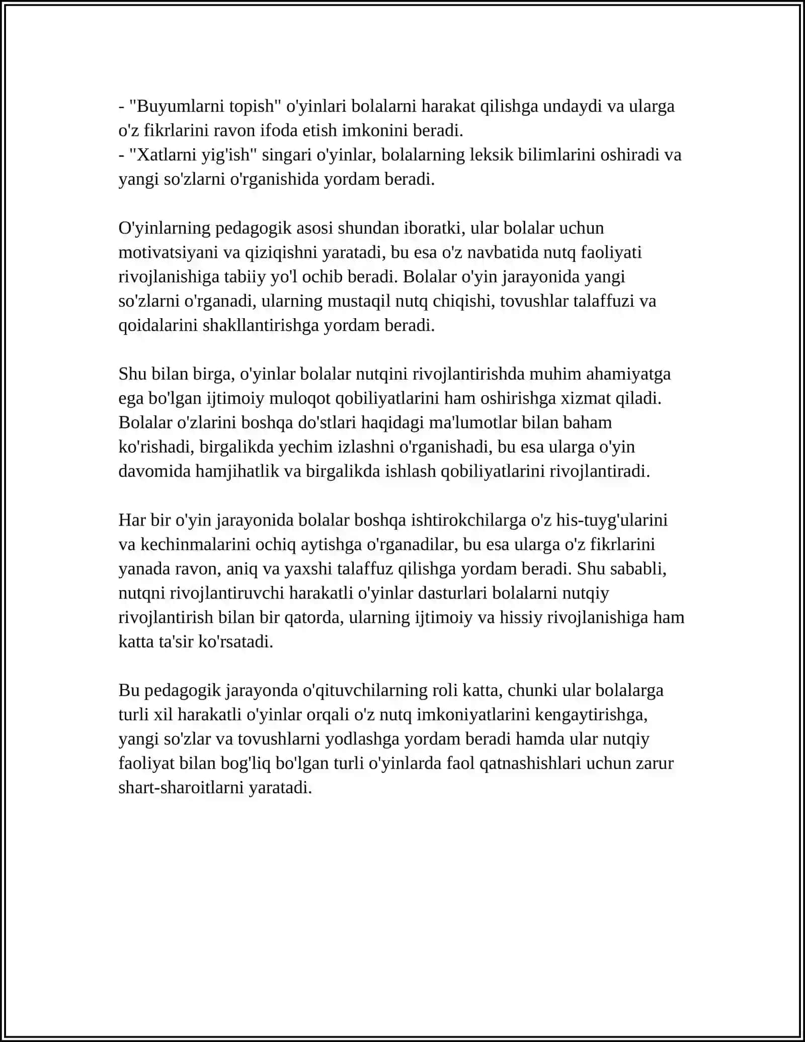 Nutqni Rivojlantiruvchi Harakatli O'yinlar 4
