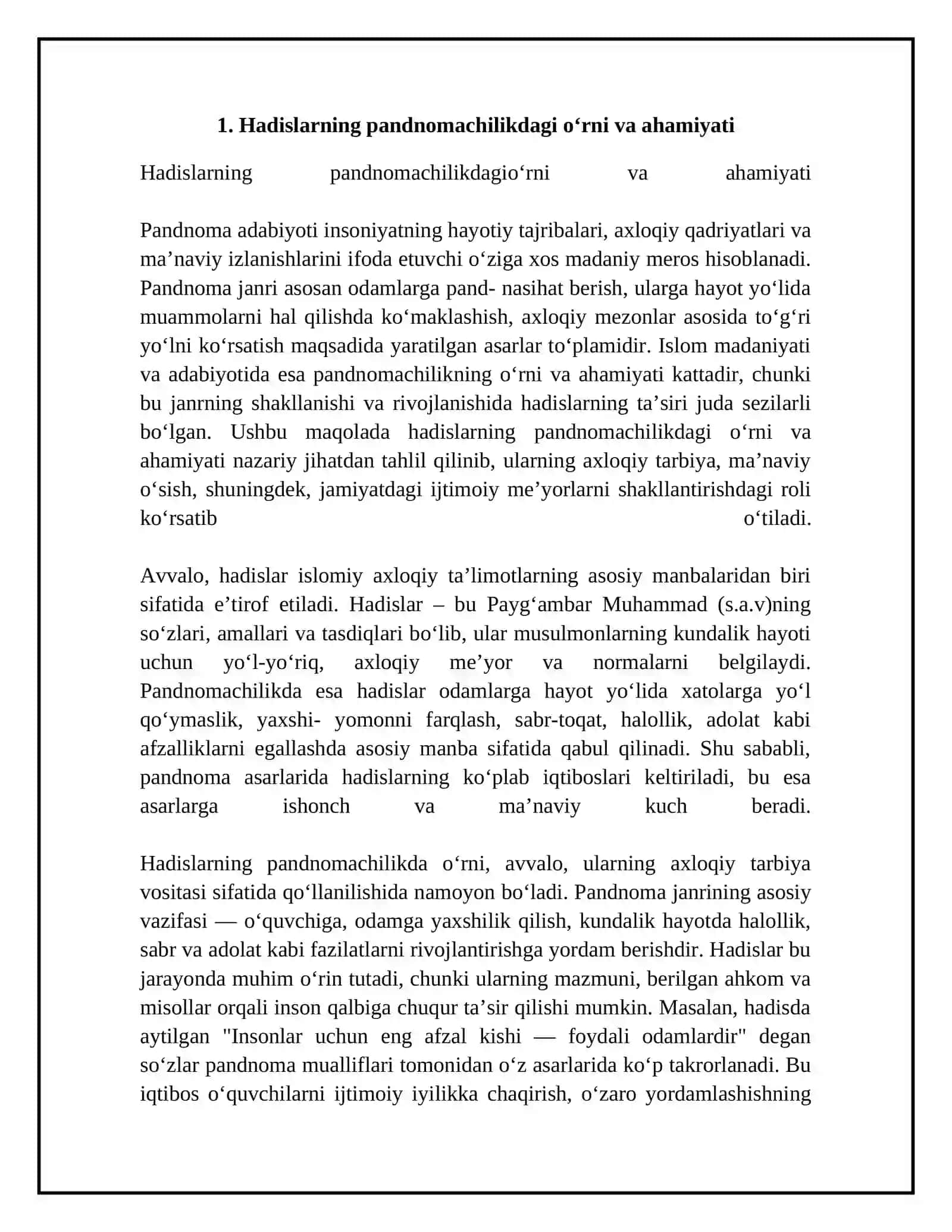 Hadislarning pandnomachilikni yuzaga keligi va taraqqiyotiga ta’siri 4