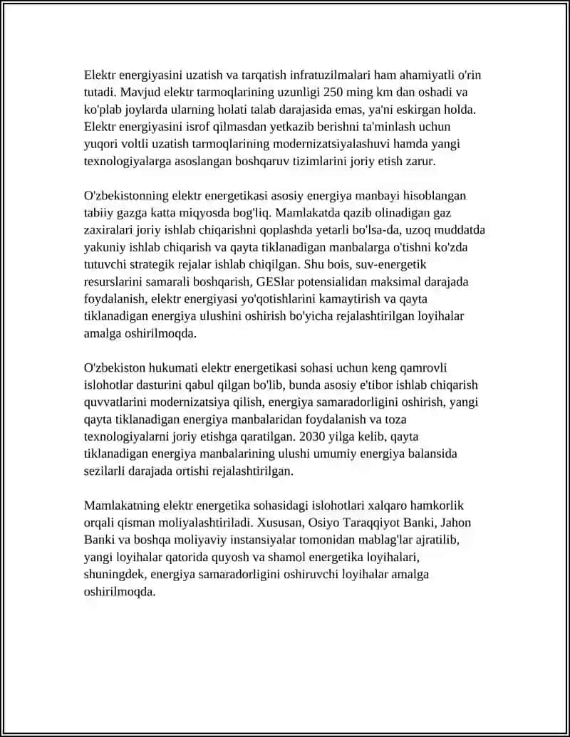 O'ZBEKISTONDA ELEKT ENERGETIKANING RIVOJLANISH ISTIQBOLLARI 4