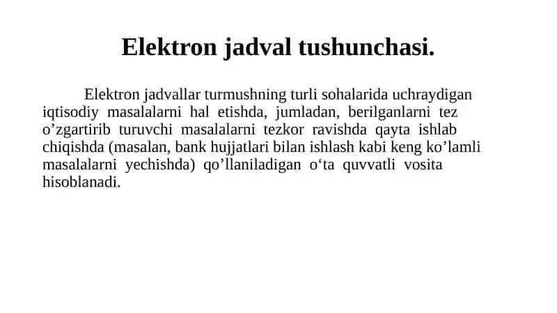Elektron jadval protsessorlari 4