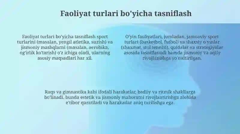 Sinfdan tashqari olip boriladigan jismoniy tarbiya ishlariga tasnif 4