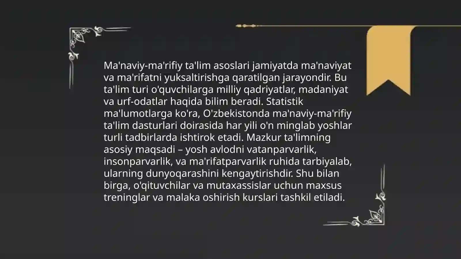 Taʼlim metodlari (milliy gʻoya va maʼnaviyatning pedagogik asoslari fani doirasida) 4