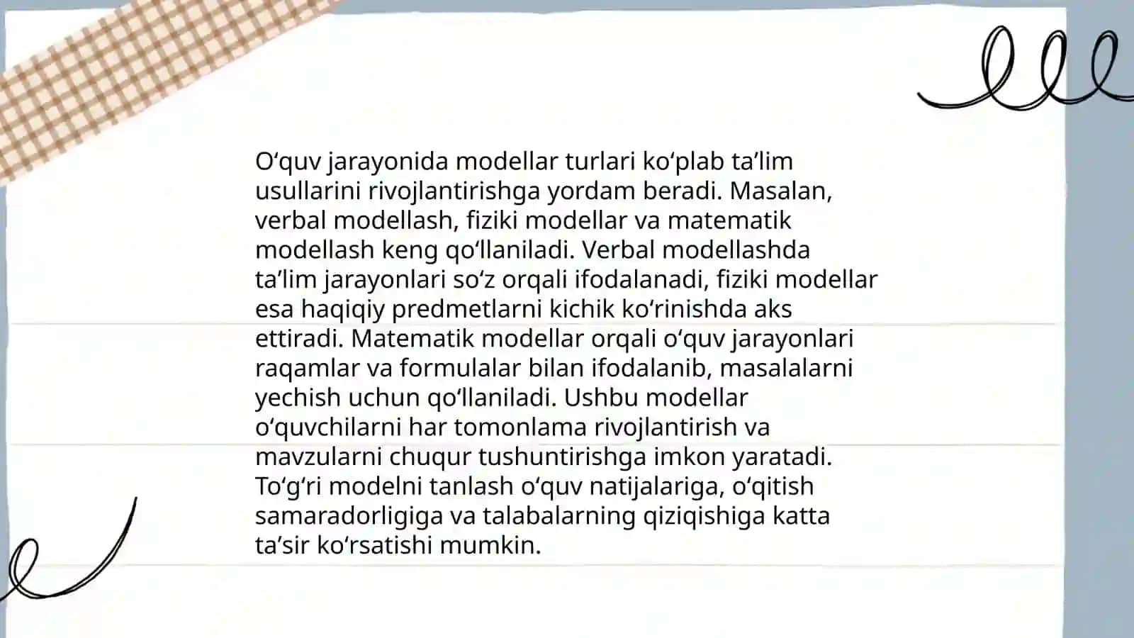 Oʻquv jarayonini modellashtirish muammolari 4
