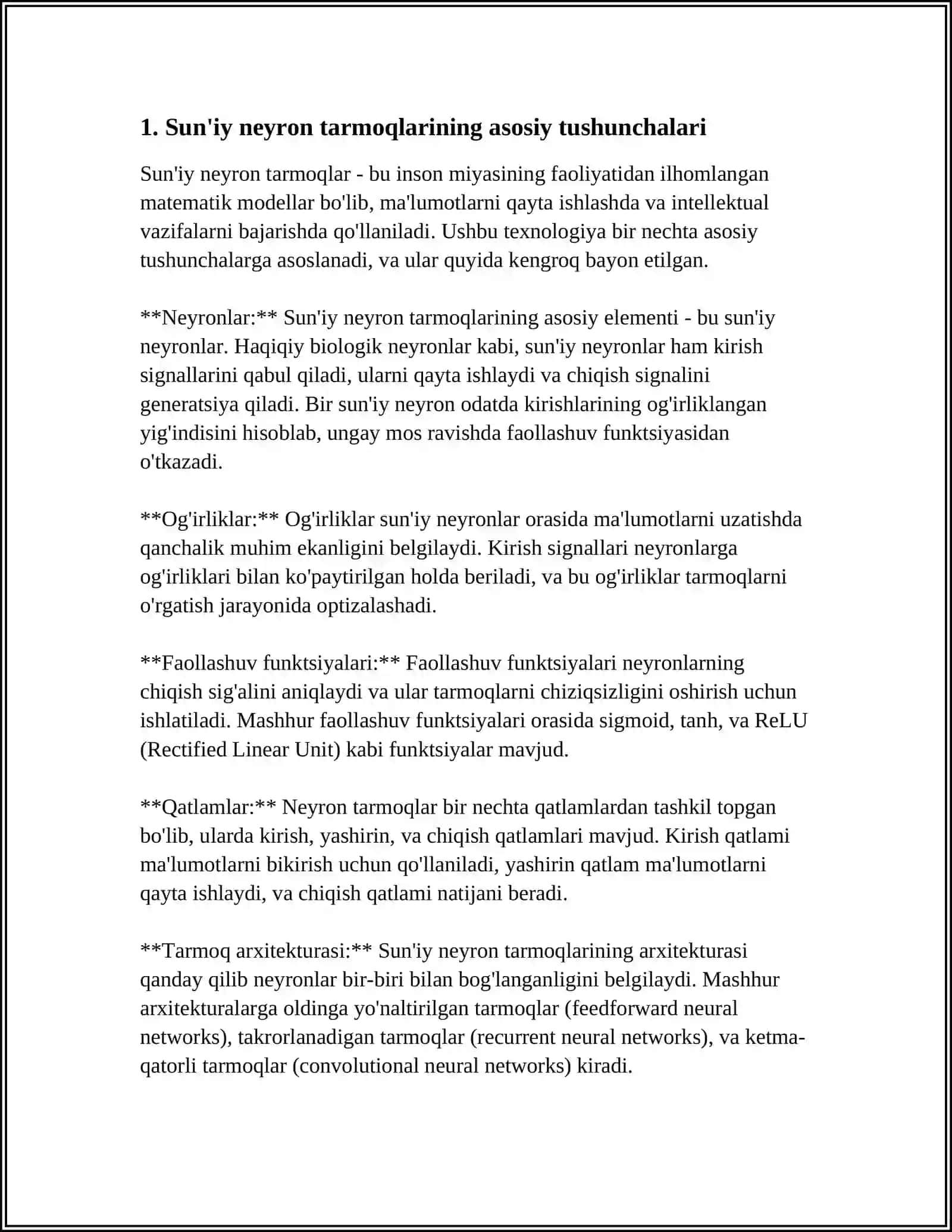 SUN'IY NEYRON TARMOQLARI 4