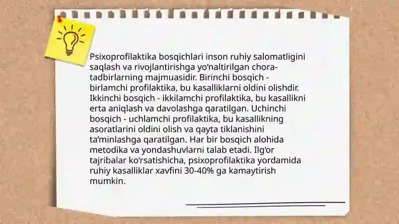 Psixoprofiliktik bosqichlari 4