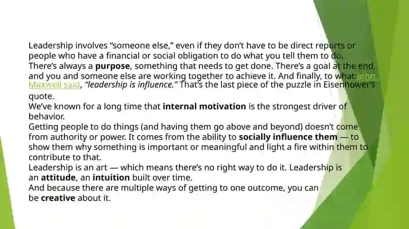 Leadership.What makes a great leader? Write down the list of characteristics. Do you think great leaders are born or made? 4