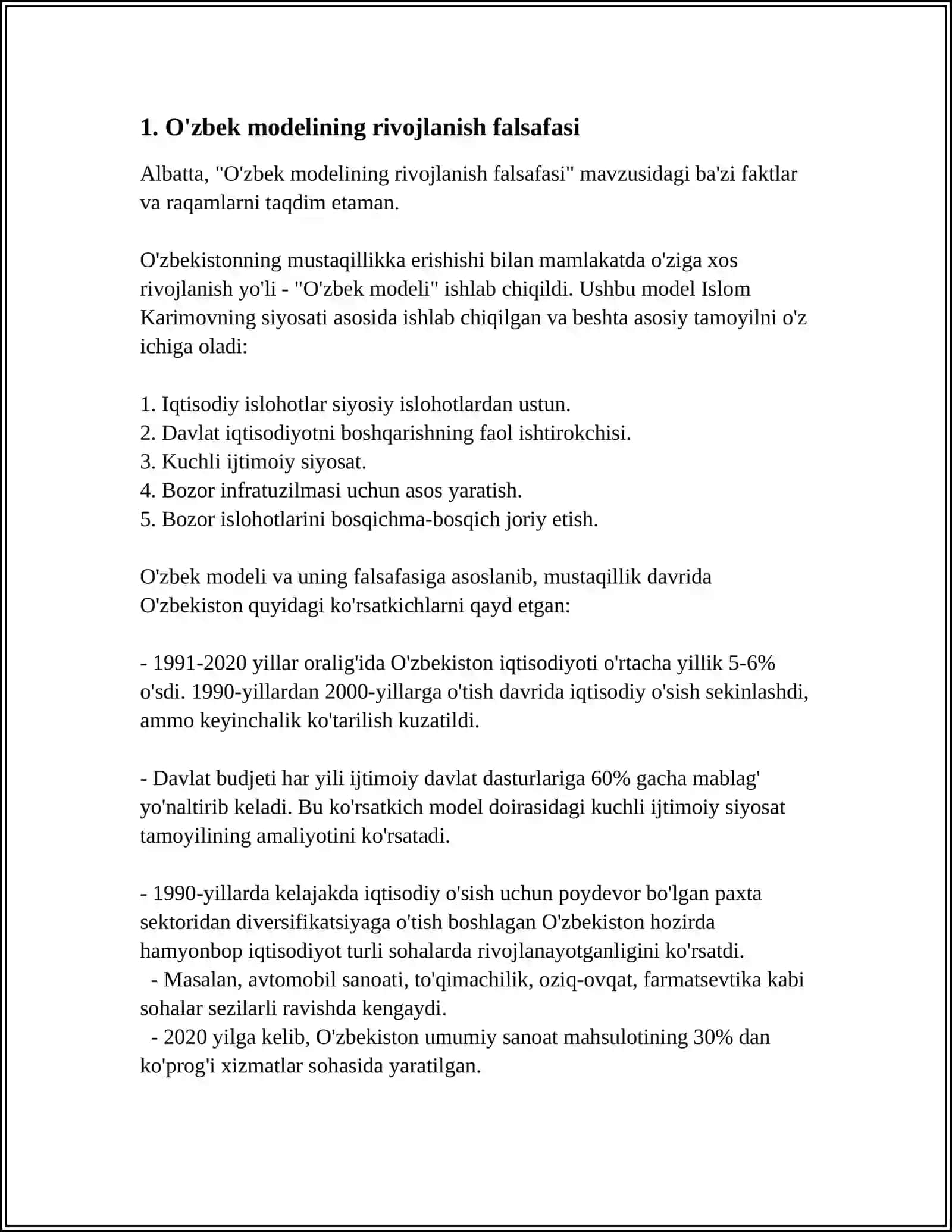 RIVOJLANISHNING O'ZBEK MODELI VA UNING XUSUSIYATLARI 4