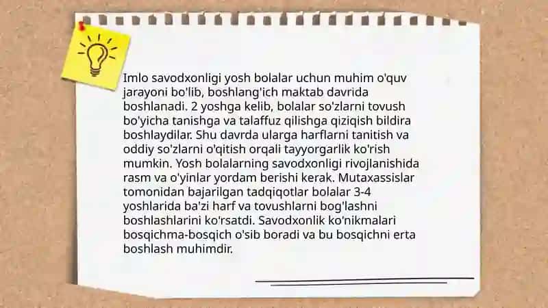 Imloviy savodxonlikni oshirish bo'yicha topshiriqlar ishlab chiqish 4