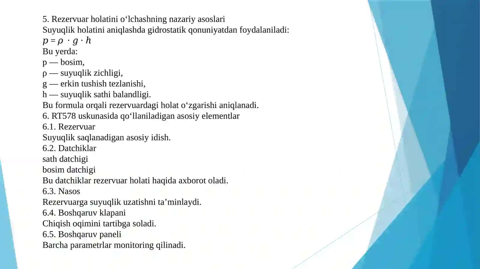 USKUNASIDAGI REZERVUAR HOLATINI NAZORAT QILISH 4