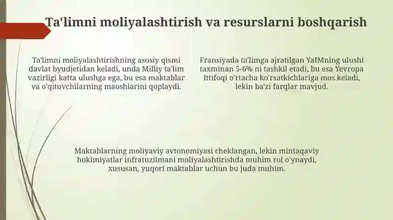 Fransiyada ta'lim siyosatining olib borilishi 4