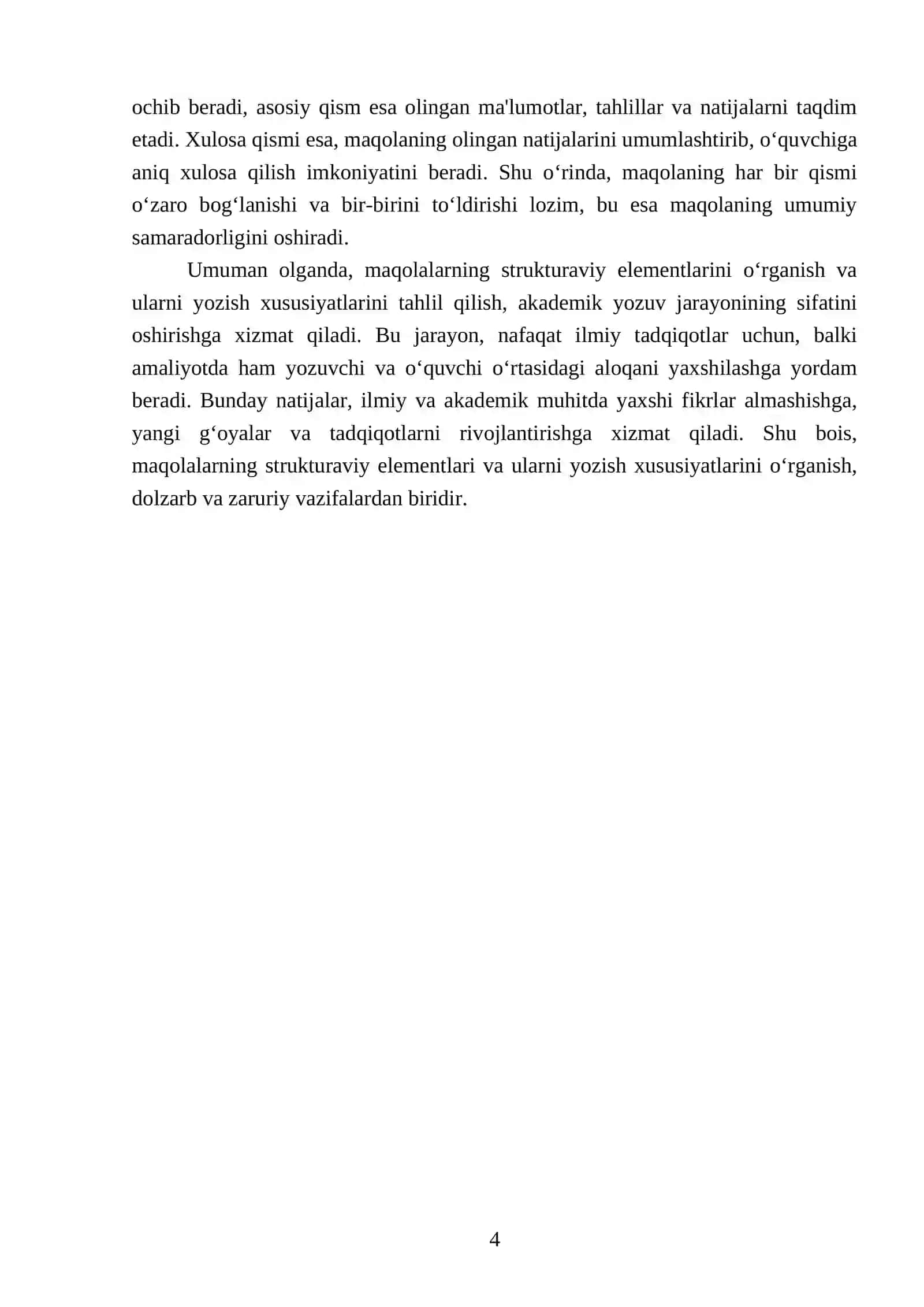 Maqolalarning strukturaviy elementlari va ularni yozish xsusiyatlarini urganish 4