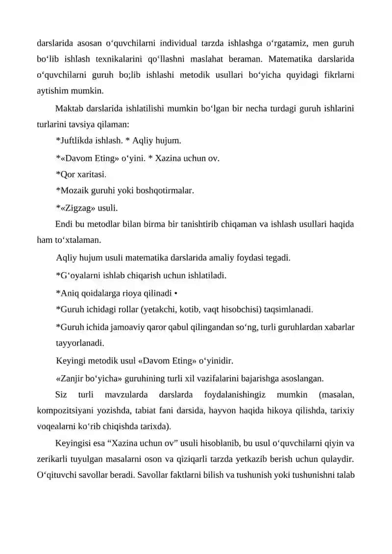 MATEMATIKA O‘QITISHNING ZAMONAVIY SHAKLLARI VA USULLARI BO‘YICHA METODIK TAVSIYALAR 4