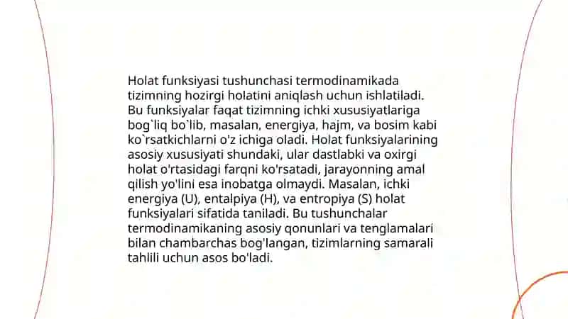 Energiya sistemaning holat funksiyasi sifatida.Ilgarilanma va aylanma harakatda ish va kinatik energiya.Quvvat 4