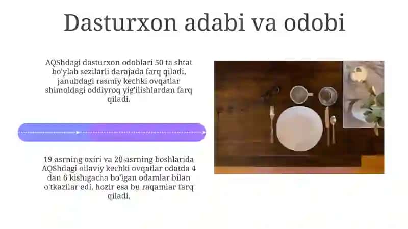 AQSh davlatida dasturxon tuzatish madaniyati 4