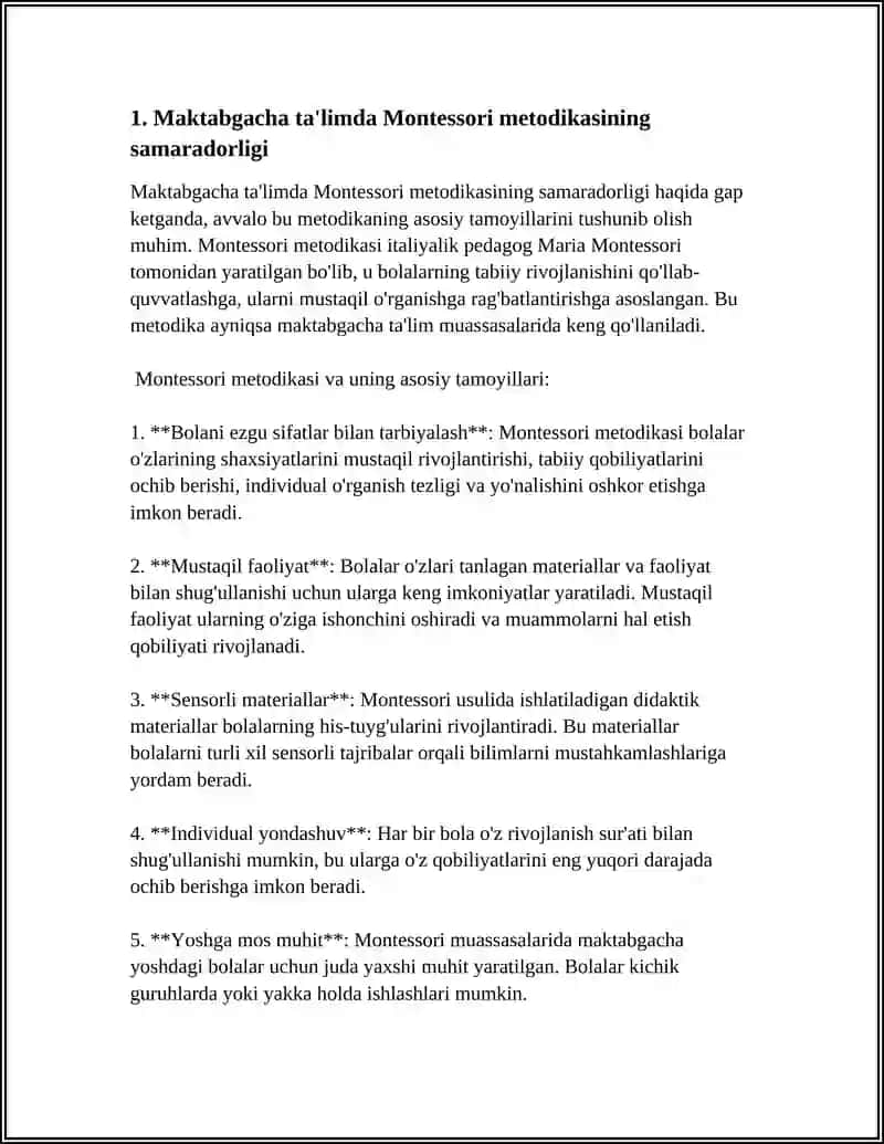 TA'LIMIY FAOLIYAT BOʻYICHA ILGʻOR HORIJIY TAJRIBALARNING TAHLILI(MAKTABGACHA TA'LIM TIZIMIDA) 4