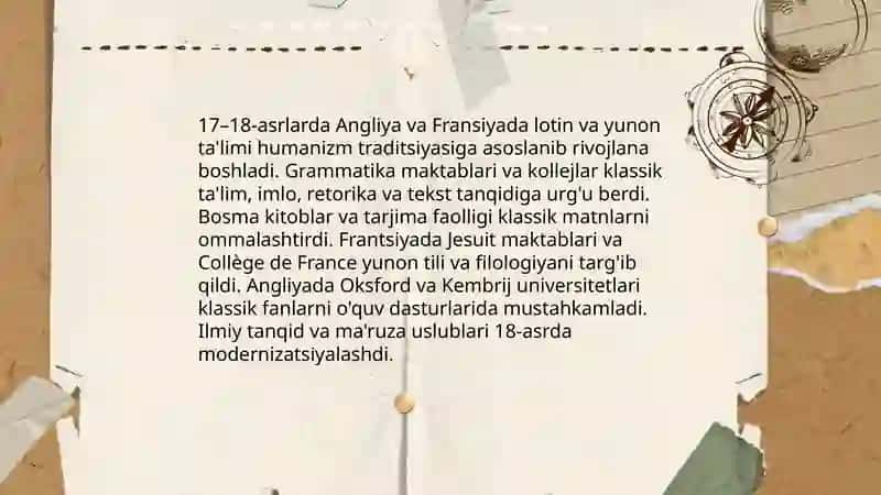 Angliya fransiyada klassik maktablarni shakillanishi 4