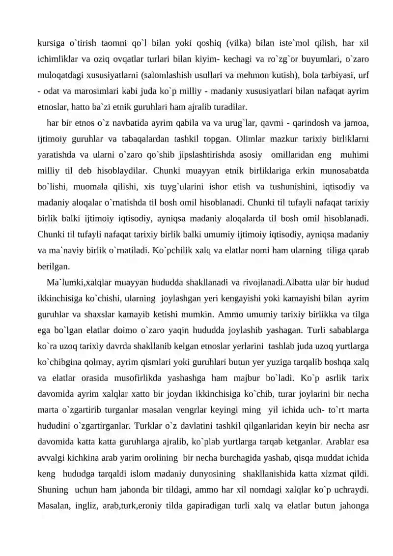 "Jahonda xalqlar va elatlarning paydo bo`lishi" 4