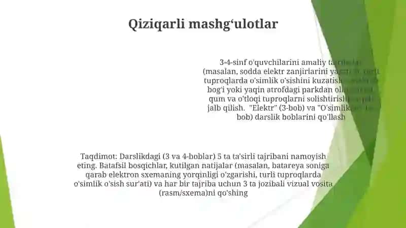 3-4-sinflar Tabiiy fanlar darsligi bilan ishlash boyicha taqdimot tayyorlash 4