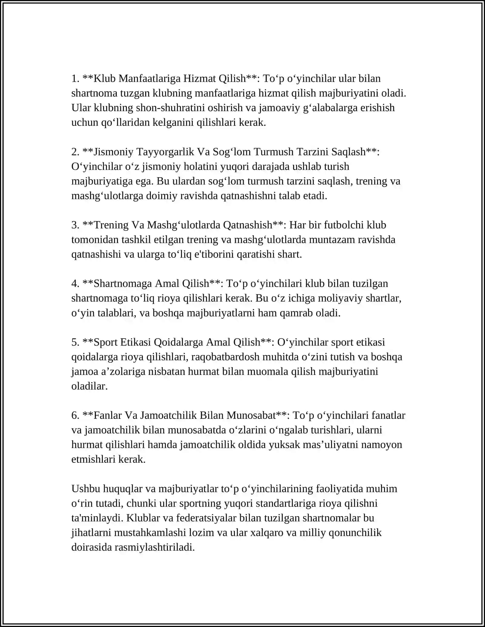 FUTBOL SPORT TURIDA OʻYIN QOIDALARI 4