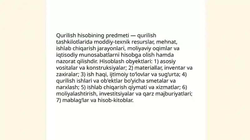 Qurilish tashkilotlarida buxgalteriya hisobiningvazifalari va predmeti 4