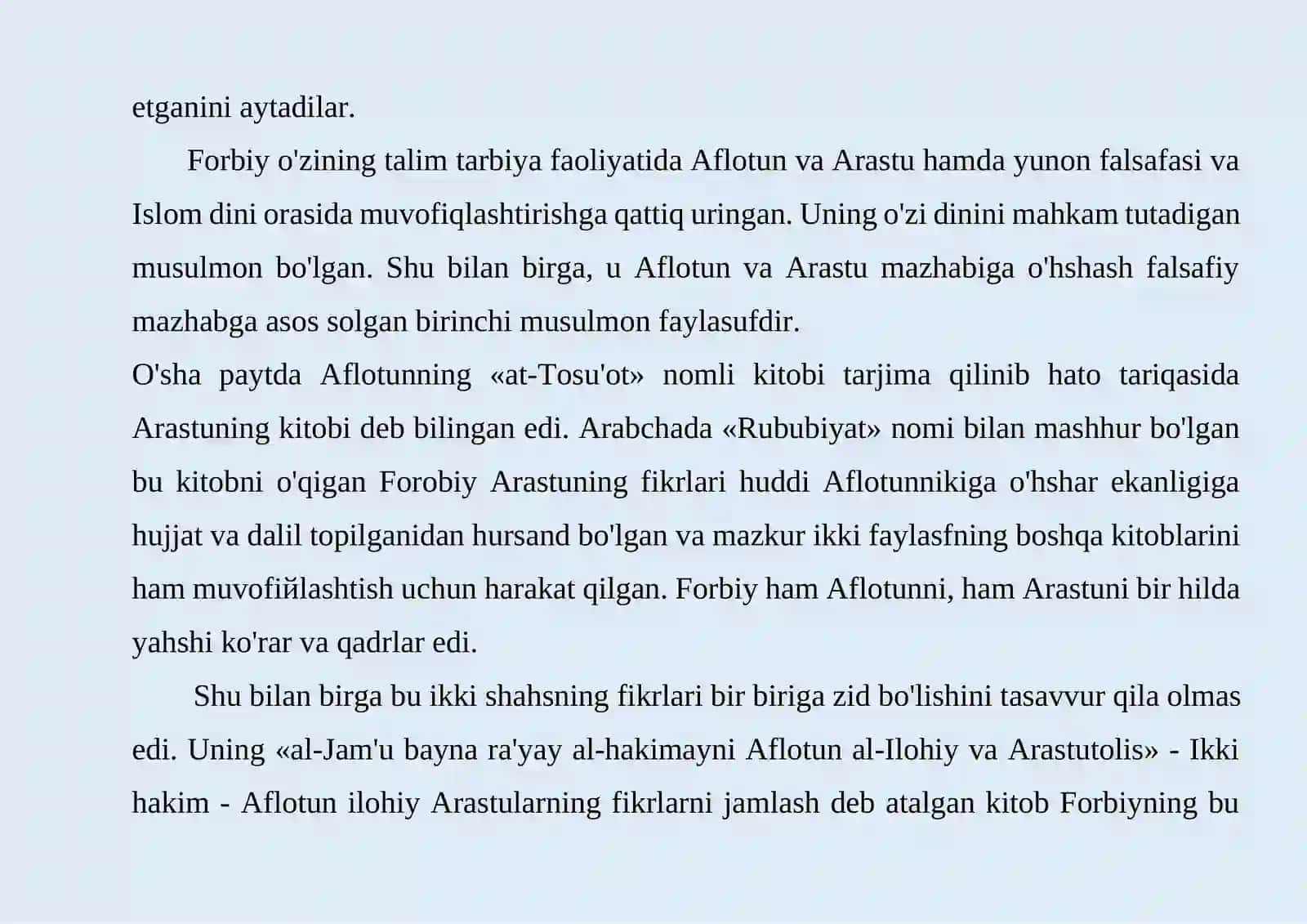 Abu Nasr Farobiy va Gʻazzoliyning falsafa ilmiga oid qarashlarini qiyosiy tahlil etish (Farobiyning siyosat falsafasi va Gʻazzoliyning kimyoi saodat asarlari asosida) 4