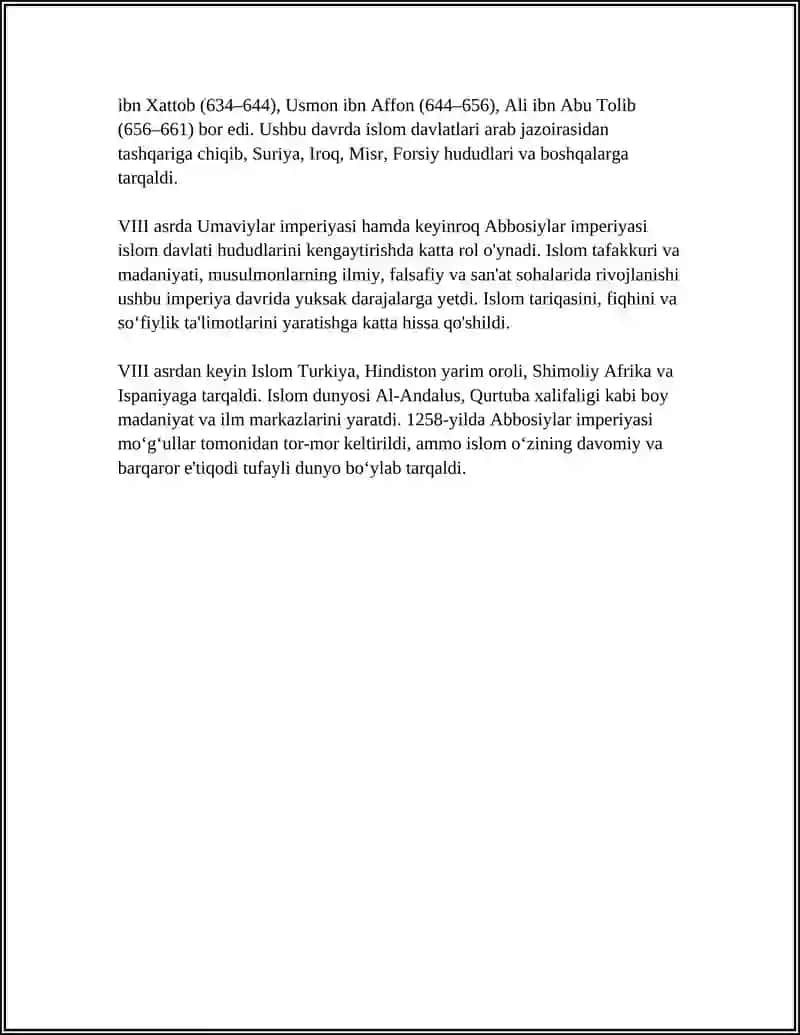 ISLOM DINI HAQIDA REFERAT 4