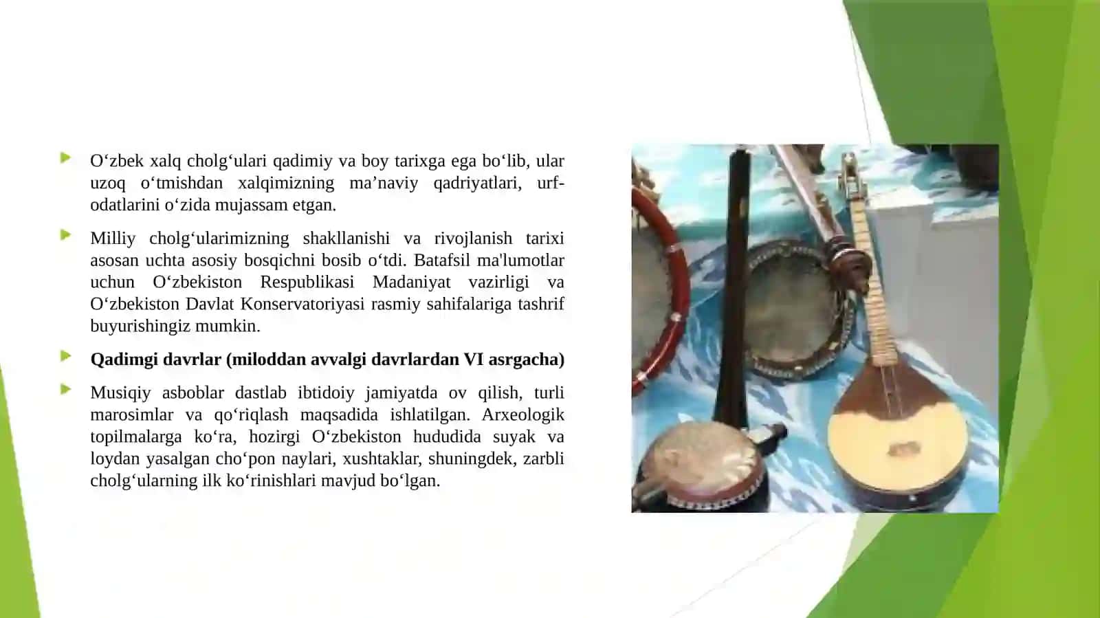O‘ZBEK XALQ CHOLG‘ULARINING RIVOJLANISH TARIXI 4