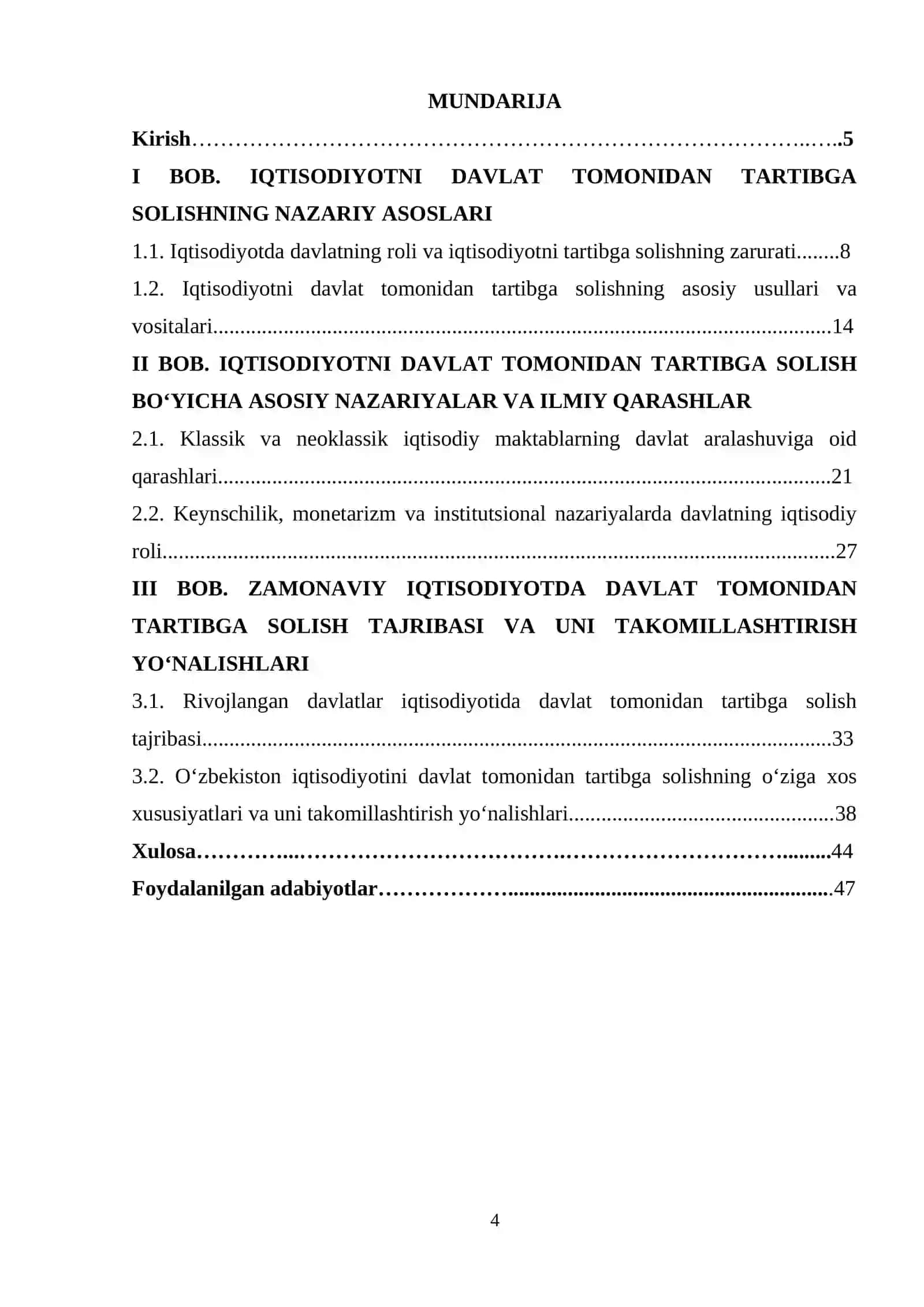 Iqtisodiyot nazariyasi fani bo’yicha KURS ISHI LOYIHASI 4