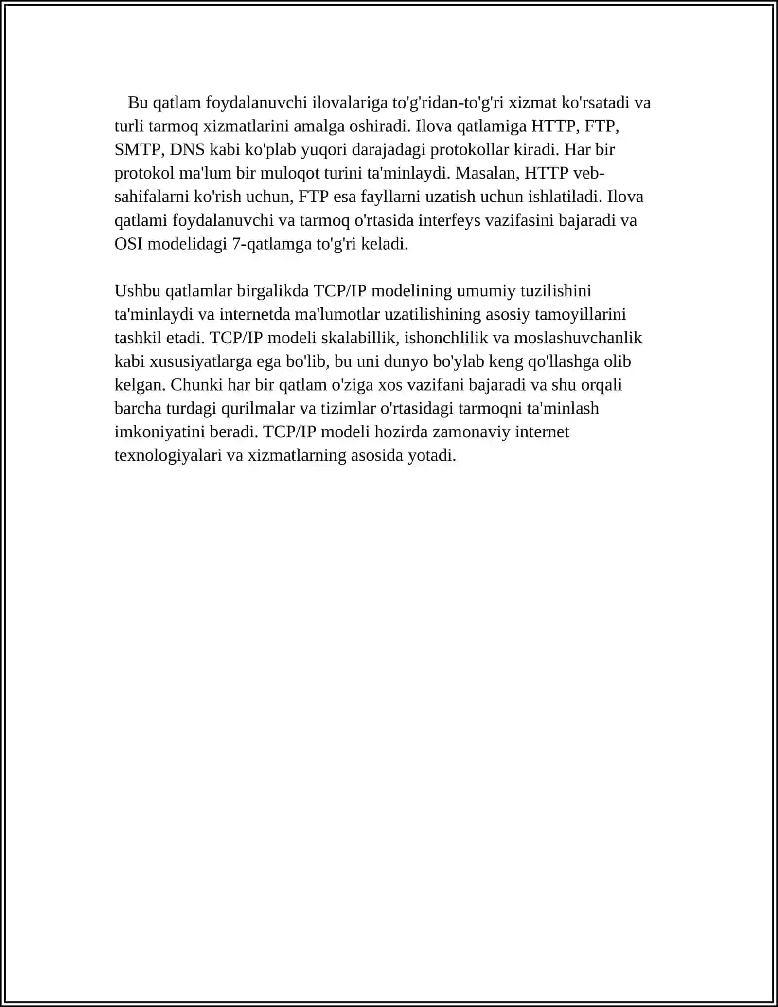 TCP/IP MODELINING QATLAMLARI VA ULARNING VAZIFALARI 4