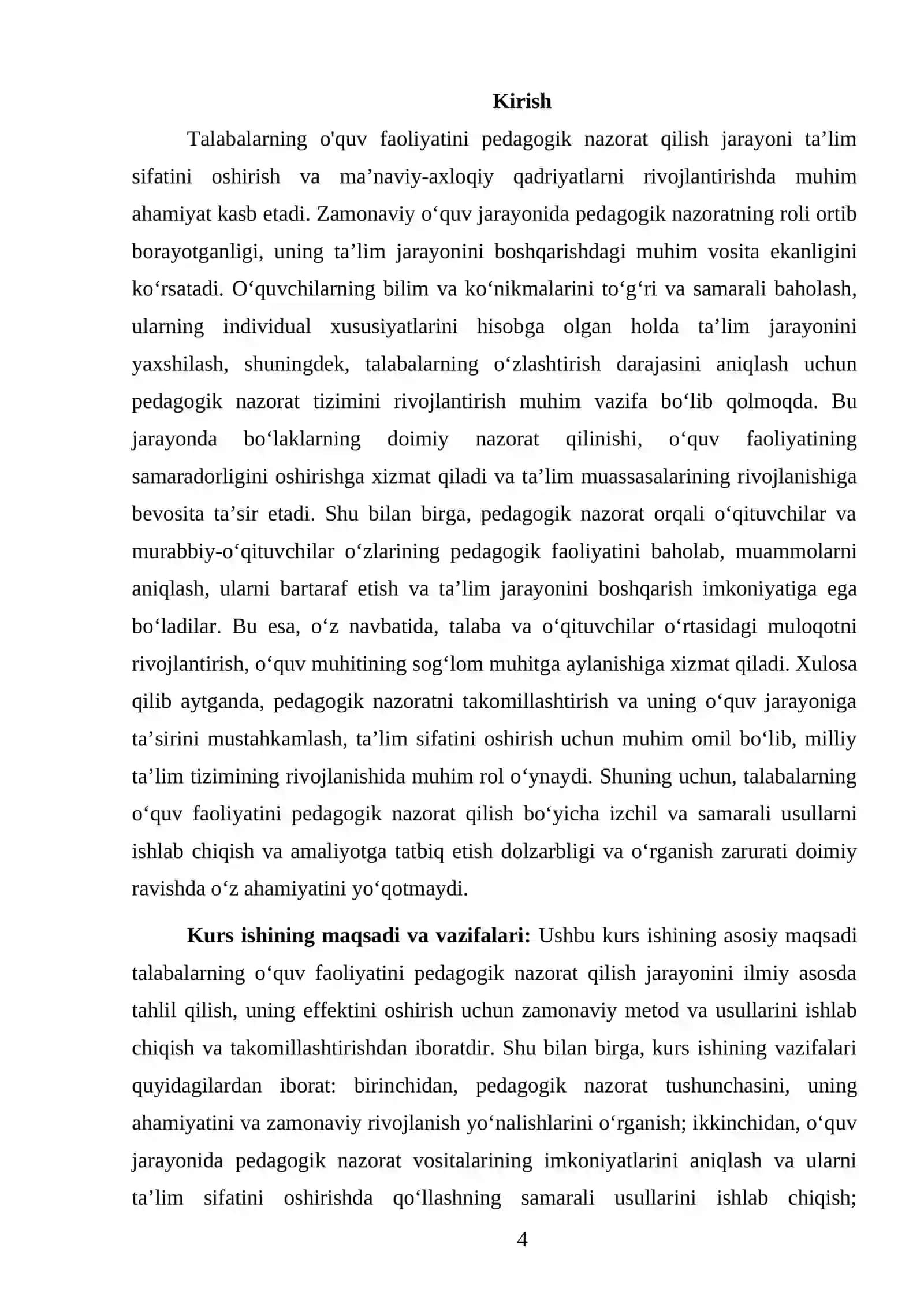 Talabalarning o'quv faoliyatini pedagogik nazorat qilish uchun bo'lajak murabbiy-o'qituvchilarni tayyorlash 4